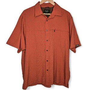 Eddie Bauer Tech Shirt Men Button Up Lightweight Seersucker Hiking Outdoor L